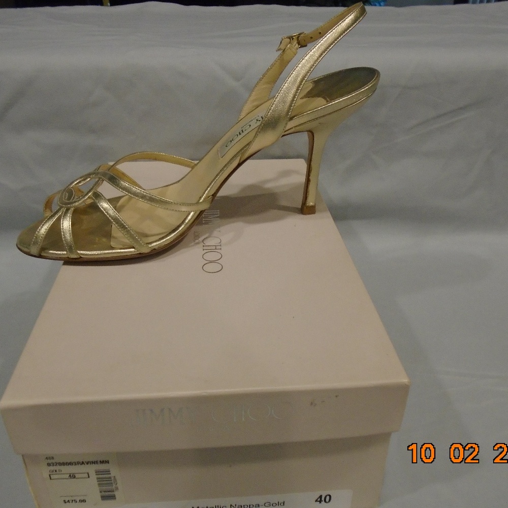 Jimmy Choo Gold Metallic Nappa Heels